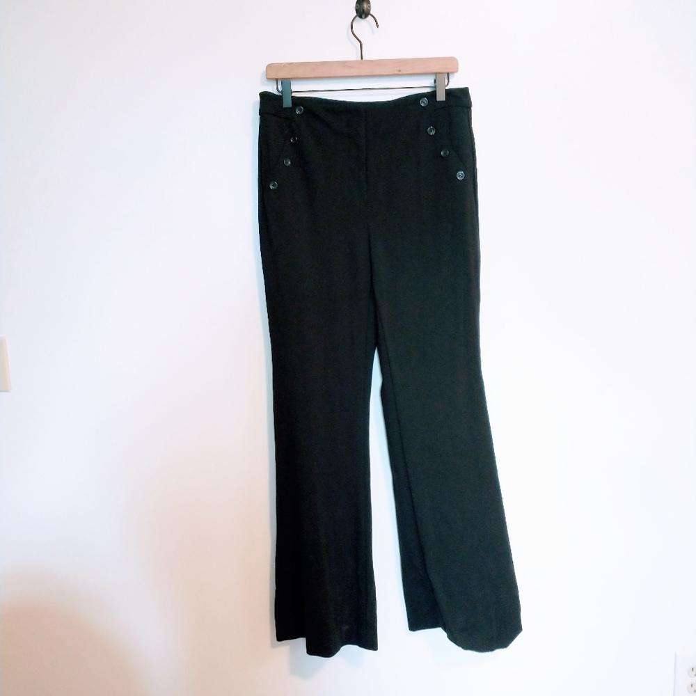 White House Black market Black nautical dress pants with button detail in the fr